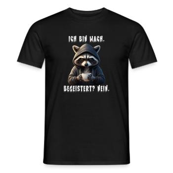 Müder Waschbär mit Kaffee – Ich bin wach, nein - Männer T-Shirt - Schwarz - Vorne - AI Model Male 178 light (178cm)