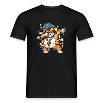 Dessin drôle de miaulement drôle d’art de rue de chat - T-shirt homme - noir - Devant - AI Model Male 178 light (178cm)