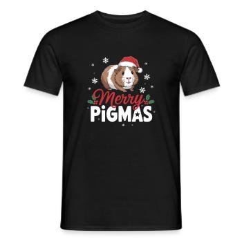 Merry Pigmas Funny Guinea Pig Christmas - Men's T-Shirt - black - Front - AI Model Male 178 light (178cm)