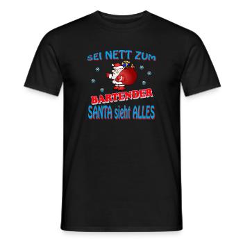 SANTA BARTENDER - Männer T-Shirt - Schwarz - Vorne - AI Model Male 178 light (178cm)