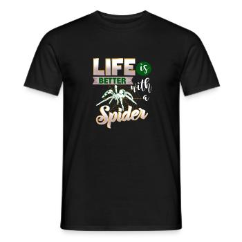 Life is better with a Spider - for spider fans - Men's T-Shirt - black - Front - AI Model Male 178 light (178cm)
