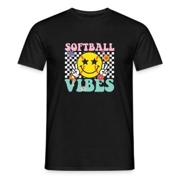 Softball-Vibes: Coole, spaßige Grafik für Spieler und Fans - Männer T-Shirt - Schwarz - Vorne - AI Model Male 178 light (178cm)