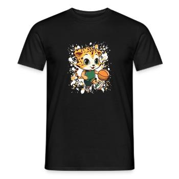 Chaton de basket en vert - T-shirt homme - noir - Devant - AI Model Male 178 light (178cm)