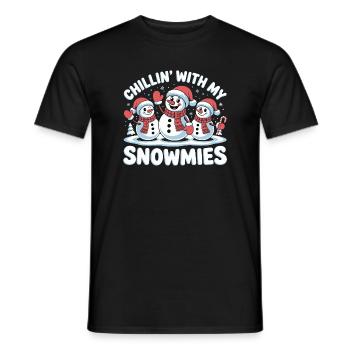 Cute Festive Snowmen Chillin With My Snowmies - Men's T-Shirt - black - Front - AI Model Male 178 light (178cm)