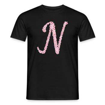 Cherry blossom initial N - Men's T-Shirt - black - Front - AI Model Male 178 light (178cm)