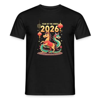 Nouvel An chinois du cheval 2026 - T-shirt homme - noir - Devant - AI Model Male 178 light (178cm)