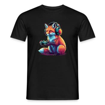 Jeux de Fox Jeux Vidéo Animaux Drôle de Renard - T-shirt homme - noir - Devant - AI Model Male 178 light (178cm)