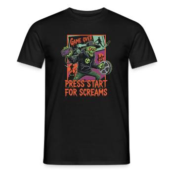 Zombie-Gamer: Game Over Press Start - Männer T-Shirt - Schwarz - Vorne - AI Model Male 178 light (178cm)