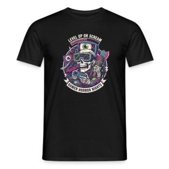 Level Up Schreie Gamer Nacht - Männer T-Shirt - Schwarz - Vorne - AI Model Male 178 light (178cm)