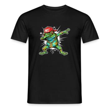 Graffiti frog in Dab street art design - Men's T-Shirt - black - Front - AI Model Male 178 light (178cm)