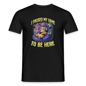 Funny Gaming Gamer Cat - Männer T-Shirt - Schwarz - Vorne - AI Model Male 178 light (178cm)