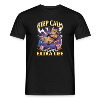 Funny Gaming Gamer Cat - Männer T-Shirt - Schwarz - Vorne - AI Model Male 178 light (178cm)