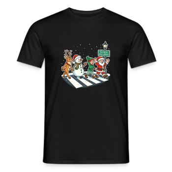 Christmas Pedestrian Crossing Parody Music Elves - Men's T-Shirt - black - Front - AI Model Male 178 light (178cm)