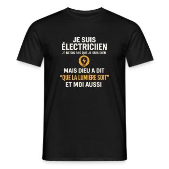 Beruf des Elektrikers, Lichtgottes, Humor - Männer T-Shirt - Schwarz - Vorne - AI Model Male 178 light (178cm)