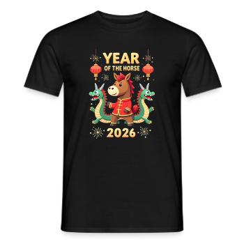 Chinese New Year Of The Horse 2026 - Men's T-Shirt - black - Front - AI Model Male 178 light (178cm)