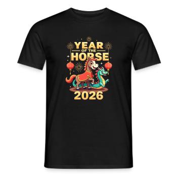 Nouvel An chinois du cheval 2026 - T-shirt homme - noir - Devant - AI Model Male 178 light (178cm)