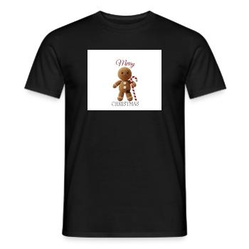 Bonhomme en pain d’épices avec canne de sucre d’orge - T-shirt homme - noir - Devant - AI Model Male 178 light (178cm)