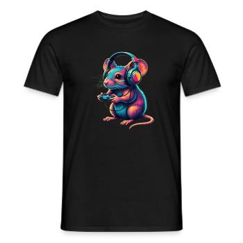 Maus Gaming Tier Videospiele Lustige Maus - Männer T-Shirt - Schwarz - Vorne - AI Model Male 178 light (178cm)