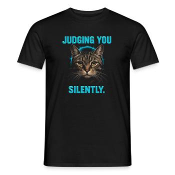 Humour félin, idée cadeau chat, animaux de compagnie drôles - T-shirt homme - noir - Devant - AI Model Male 178 light (178cm)