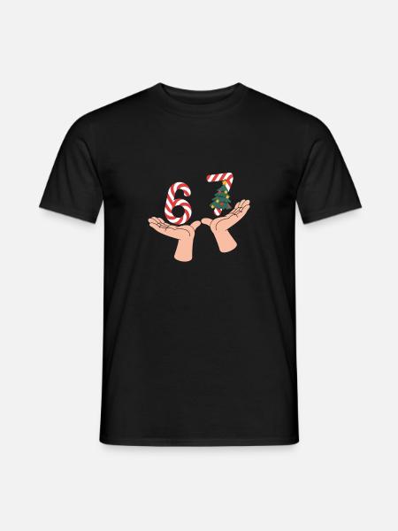 67 Funny Christmas Number Hands Motif - Men's T-Shirt - black