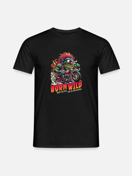 Né Monstre Moto Sauvage Neon - T-shirt homme - noir