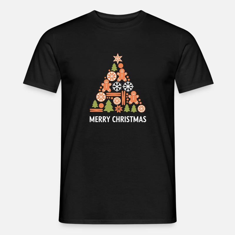 Merry Christmas Gingerbread Tree Christmas Tree - Men's T-Shirt - black