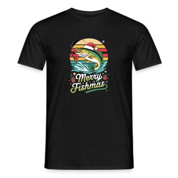 Joyeux Fishmas, carpe de Noël drôle pour - T-shirt homme - noir - Devant - AI Model Male 178 light (178cm)
