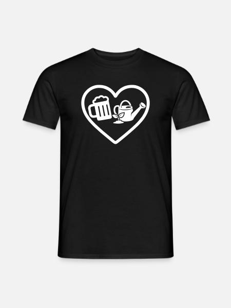 Heart Beer Gartenhumor - Männer T-Shirt - Schwarz