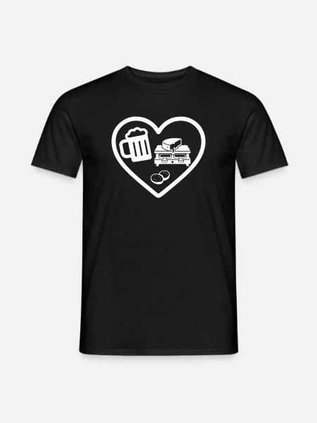 Heart Beer Raclette Humor - Men's T-Shirt - black