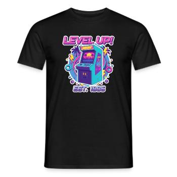 Level Up 1985 – Retro Arcade Automat Design - T-shirt homme - noir - Devant - AI Model Male 178 light (178cm)