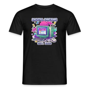 Rêves numériques 1995 – Conception de PC vintage - T-shirt homme - noir - Devant - AI Model Male 178 light (178cm)