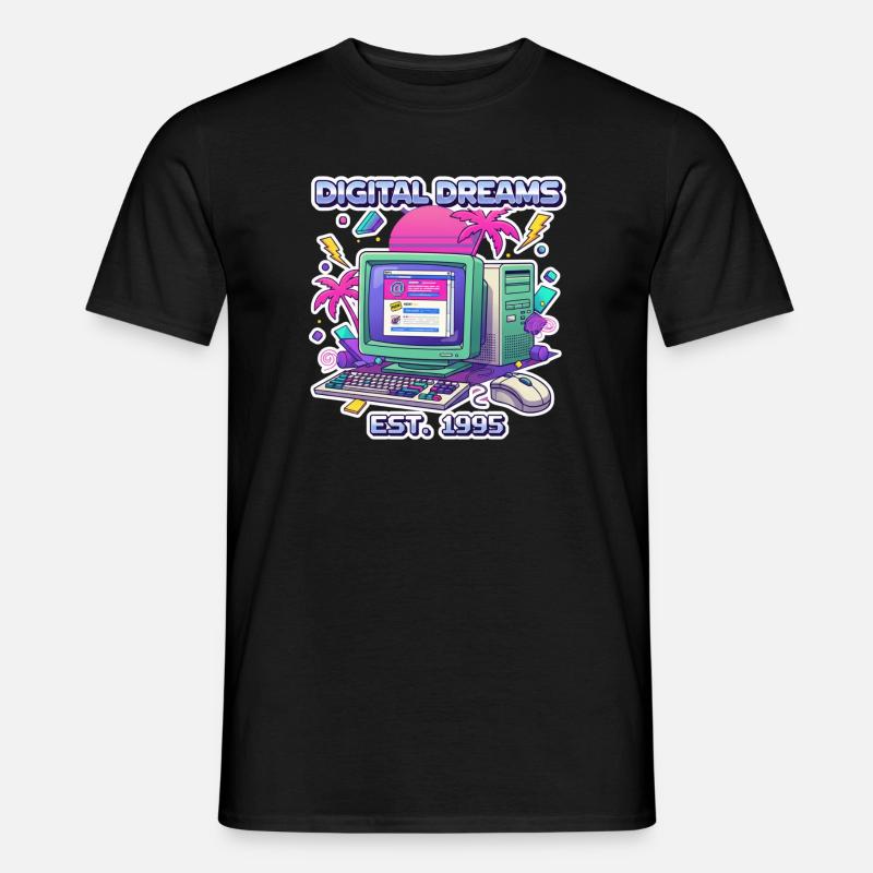 Digital Dreams 1995 – Vintage PC Design - Männer T-Shirt - Schwarz