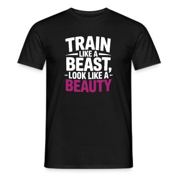 Train like a beast, look like a beauty - Men's T-Shirt - black - Front - AI Model Male 178 light (178cm)
