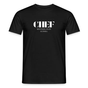 Chef Spruch Beständig statt schnell - Men's T-Shirt - black - Front - AI Model Male 178 light (178cm)