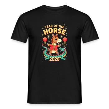 Chinese New Year Of The Horse 2026 - Männer T-Shirt - Schwarz - Vorne - AI Model Male 178 light (178cm)