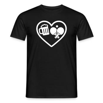Heart Beer Table Tennis Humor - Men's T-Shirt - black - Front - AI Model Male 178 light (178cm)