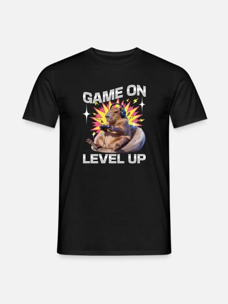 Funny Gaming Gamer Capybara - Männer T-Shirt - Schwarz