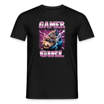 Joueur Drôle de Capybara - T-shirt homme - noir - Devant - AI Model Male 178 light (178cm)