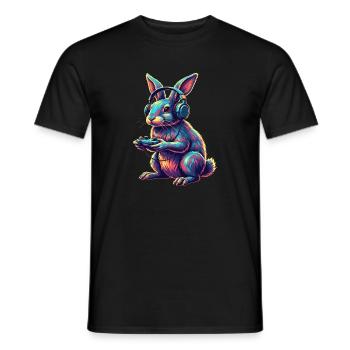 Jeux de lapins Jeux vidéo d’animaux Plaisir - T-shirt homme - noir - Devant - AI Model Male 178 light (178cm)