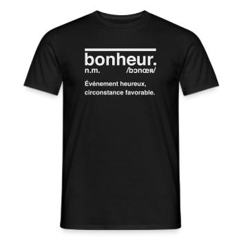 Bonheur Définition Style Dictionnaire - T-shirt homme - noir - Devant - AI Model Male 178 light (178cm)