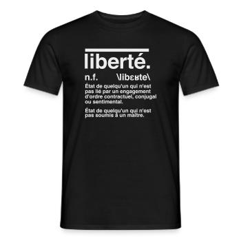 Liberté Définition Style Dictionnaire  - T-shirt homme - noir - Devant - AI Model Male 178 light (178cm)