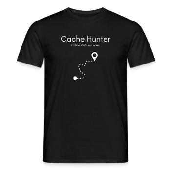 Cache Hunter Shirt – GPS Adventure Outdoor - Men's T-Shirt - black - Front - AI Model Male 178 light (178cm)