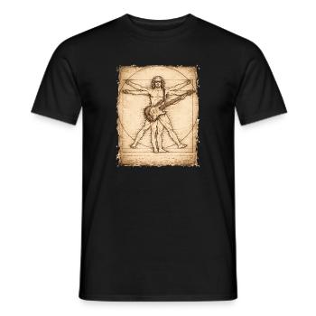 Vitruvian Rocker Guitarist Design - Men's T-Shirt - black - Front - AI Model Male 178 light (178cm)