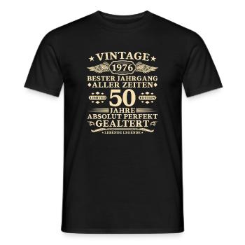 50 ans parfaitement maturé millésime 1976 - T-shirt homme - noir - Devant - AI Model Male 178 light (178cm)