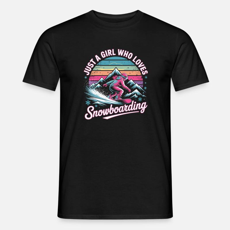 Retro Snowboarden: Mädchen liebt Piste - Männer T-Shirt - Schwarz