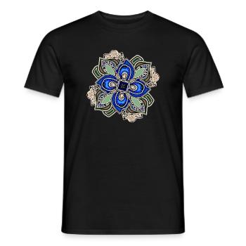 Teal Extravagant Mandala Flower - Men's T-Shirt - black - Front - AI Model Male 178 light (178cm)
