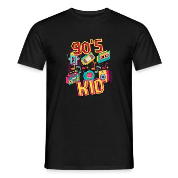 90s Kid – ein Retro-T-Shirt für Fans der 90er. - Männer T-Shirt - Schwarz - Vorne - AI Model Male 178 light (178cm)