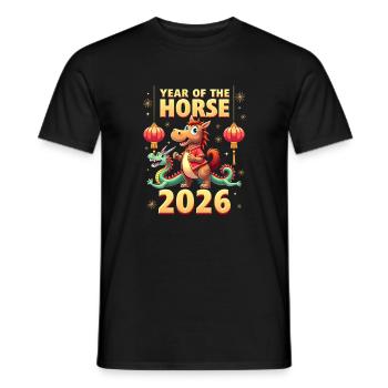 Chinese New Year Of The Horse 2026 - Men's T-Shirt - black - Front - AI Model Male 178 light (178cm)