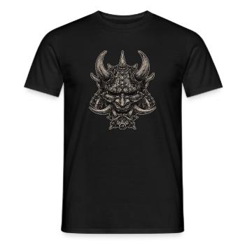 Demonic Samurai Helmet Oni Mask - Men's T-Shirt - black - Front - AI Model Male 178 light (178cm)