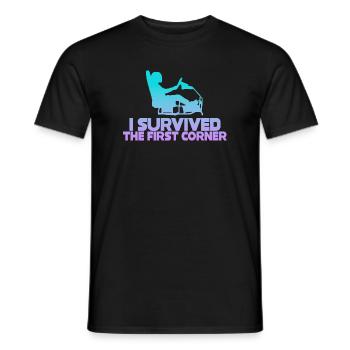 I Survived The First Corner - Men's T-Shirt - black - Front - AI Model Male 178 light (178cm)